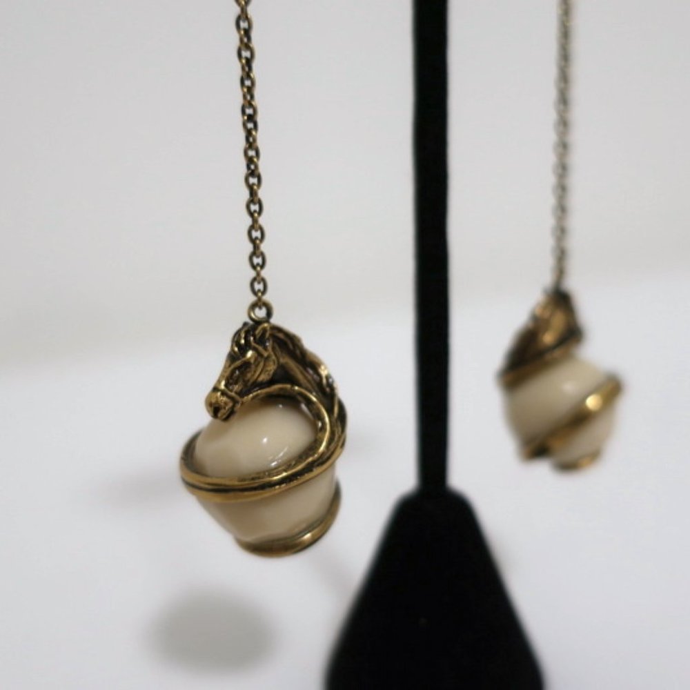 Christian Dior Diorodeo Horse Head Drop Earrings - Picture 2 of 7